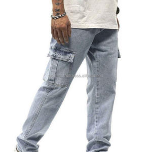Designer <b>Men's</b> Regular Fit Mid <b>Waist</b> Knitted Cargo <b>Jeans</b> High Street Fashion Pleated Distressed Wash Breathable Denim Pants - Product Image 5