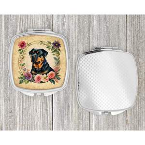 Compact Folding Handheld Makeup <b>Mirror</b> Rottweiler Flowers Decorative <b>Travel</b> Accessory Gift for Women and Girls - Product Image 4