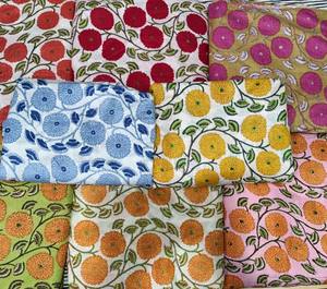 Hand Block Printed Organic Cotton Running Fabric by Yard Soft Breathable Eco-Friendly for Dressmaking Home Decor Curtains <b>Bags</b> - Product Image 1