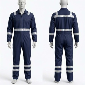 Combinaison de travail unisexe en polycoton sergé premium 240 GSM, orange marine, bandes réfléchissantes haute visibilité, logo personnalisé, vêtements de travail CE - Product Image 1