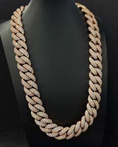 สร้อยคอแบบ Cuban Curb Link สีโรสโกลด์ ประดับเพชร VVS Moissanite เครื่องประดับแฟชั่น - Product Image 4