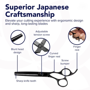 Harbor Industry VG10 Japanese Steel Texturizing Scissor Black Coated Salon <b>Barber</b> Sharp <b>Blade</b> 5.5 Inch - Product Image 2