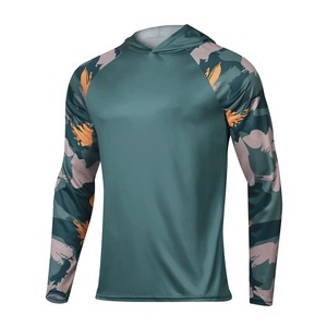 Camiseta Deportiva de Manga Larga con Capucha para Hombre, Estampado Tropical Turquesa, Tejido Transpirable de Poliéster, para Verano - Product Image 5