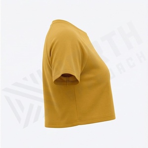 Top Corto con Estampado de Béisbol, Corte Ajustado, Color Personalizado, Blusa de Tela Tejida, Mangas Raglán, Camiseta Deportiva, Ropa Deportiva, Camiseta para Gimnasio - Product Image 3