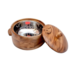 Vajilla moderna ecológica, ollas de madera con tapa de madera, artículos decorativos y artesanías para regalo de boda a buen precio. - Product Image 1