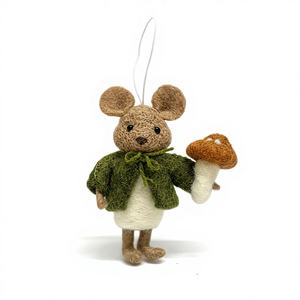 เครื่องประดับรูปเห็ดหนูทำมือจากผ้าขนสัตว์ปักลายสัตว์ป่าแสนน่ารัก ของตกแต่งวันเกิดสำหรับตกแต่งวันหยุดและห้องเด็ก - Product Image 4