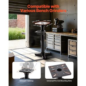 Supporto per smerigliatrice da banco resistente 27x27 cm con morsetto e piedistallo da pavimento, fessure di montaggio pre-tagliate, pratico per il montaggio della smerigliatrice - Product Image 2