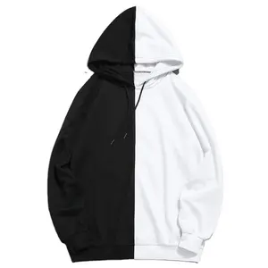 Black and White Oversized Unisex Pullover Hoodie Breathable Custom Design Men Hoodies / Sweatshirts Clothing