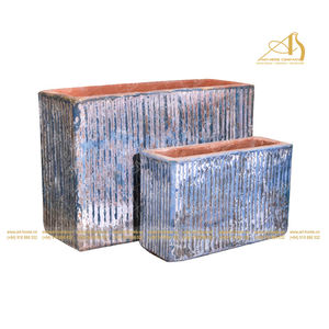 Pot décoratif moderne en céramique Atlantis Kaoli Blue AN546H110, galvanisé, pour plantes d'intérieur/extérieur, mini-landscape, jardin domestique - Product Image 1