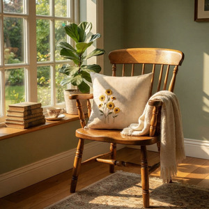 Wholesale Embroidery Sunflowers <b>Cushion</b> Cover Removable Washable Customizable Square Seat Cotton <b>Cushion</b> Pillowcases - Product Image 1