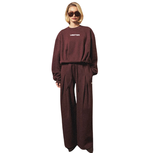 Conjunto Deportivo Oversize para Mujer con Cuello Redondo, Pantalones Anchos de Pierna Recta con Cintura Ajustable, Dos Piezas, Casual, para Viajes y Uso Diario - Product Image 1