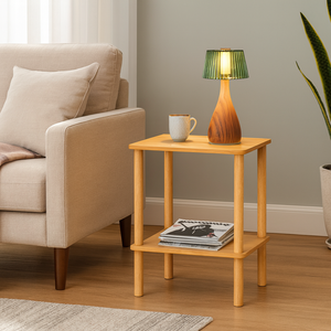 Solid Wood Side <b>Table</b> with Storage Shelf, Postmodern Coffee End <b>Table</b> for Living Room, Bedroom, Sofa Side and <b>Small</b> Space - Product Image 4