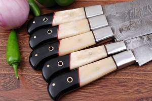 Ensemble de couteaux de chef professionnels légers en acier Damas sur mesure, manche intégral en bois de Pakka, pour la découpe quotidienne et la cuisine, cadeaux OEM/ODM - Product Image 4