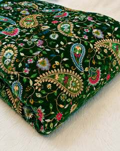 Luxury Velvet Embroidery <b>Fabric</b> Sequence Beaded Chain Stitch Designer Textile For Wholesale Fashion Garment Buyers For Importers - Product Image 5