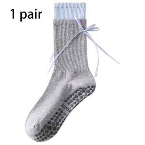 Chaussettes blanches à nœud pour femme, en coton respirant, pour usage quotidien, style classique, tricotées, couleur unie, saison printemps - Product Image 5