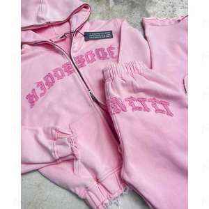 Conjunto de Sudadera con Capucha y Pantalones Deportivos Casuales Unisex con Logotipo Personalizado OEM, 100% Algodón, Cierre de Cremallera, Lavado Ácido Vintage, Ecológico - Product Image 6