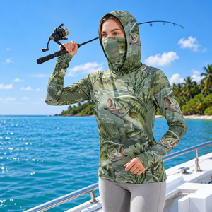 Camisetas de Pesca Personalizadas con Máscara Facial y Tejido de Poliéster de Ajuste Atlético para Marcas de Ropa de Pesca Femenina - Product Image 5