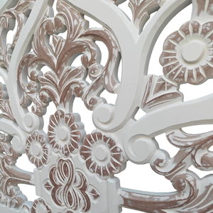 Tête de lit demi-lune Queen Size sculptée à la main en bois Smart Art, finition blanchie, réglable en hauteur, en bois d'ingénierie, à suspendre au mur - Product Image 4