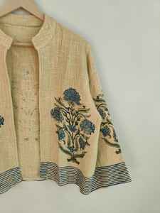 Chaqueta Bomber de Algodón con Estampado Indio, Prenda Exterior Étnica Hecha a Mano, Reversible, Ecológica, de Invierno, Unisex, para Mujer - Product Image 3