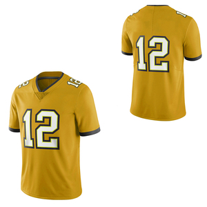 เสื้อฟุตบอลแขนสั้นสไตล์ย้อนยุคสีทองดำ ผ้าตาข่ายระบายอากาศ พิมพ์ลาย ป้องกันแบคทีเรีย แห้งเร็ว สวมใส่สบาย - Product Image 1