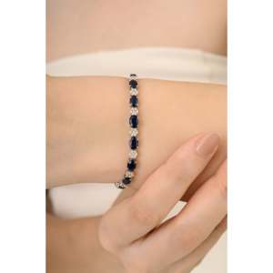 14K Victorian Style 10.05 CT Sapphire Floral Diamond Fine Bangle - Product Image 4