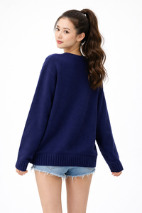 Suéter de Punto Oversize Unisex – Jersey Jacquard Personalizado con Bandera/Logotipo – Cuello Redondo, Ropa de Punto de Invierno, Fabricante OEM - Product Image 3