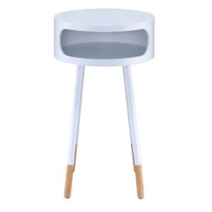 Tavolino Consolle Rotondo Bianco e Naturale con 1 Ripiano e Design Elegante - Product Image 3