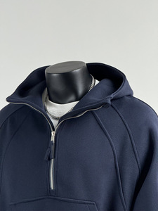 Nueva Sudadera con Capucha Oversize de Estilo Corto para Hombre, Colección Invierno 2025, Chaqueta Casual Deportiva con Media Cremallera, 100% Algodón Polar Ecológico - Product Image 5