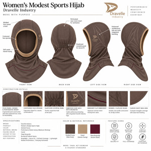 Pañuelo deportivo ajustado para gimnasio, diseño esculpido Cocoa Camel Face Frame, transpirable, modesto, para correr, hiyab atlético - Product Image 5