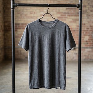 T-shirt Homme Personnalisé en Laine 100% Tricotée Coupe Slim, Bords Effilochés, Lavage Enzymatique, Style Vintage Sportif Streetwear, Ourlet Brut, Grammage Lourd - Product Image 5