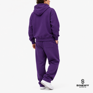 ชุดวอร์มผู้ชายสีม่วงมีฮู้ด แบรนด์ SINEWY SPORTS เสื้อซิปเต็มตัว กางเกงจ็อกเกอร์ ทรงลำลอง สีพื้น ผ้าฝ้าย น้ำหนักเบา เหมาะสำหรับฤดูหนาว - Product Image 4