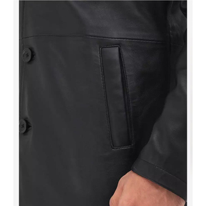 New Year Design Men's Warm Leather Jacket Letter Pattern Front Logo Stand Collar Windproof Thick Customizable Color Size - Product Image 4