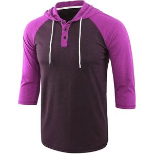 Sudadera con Capucha Deportiva para Hombre, Camiseta de Manga 3/4, Tejido de Jersey de Algodón y Poliéster, Bloques de Color Personalizados para Hombre, OEM - Product Image 4