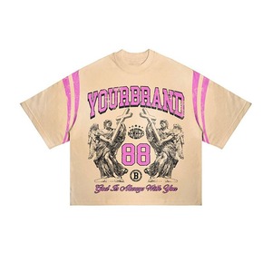 Ensemble court personnalisé sérigraphié par transfert thermique, fabrication en usine, faible MOQ, ensemble de t-shirts imprimés à l'acide et effet soleil délavé sur toute la surface - Product Image 4