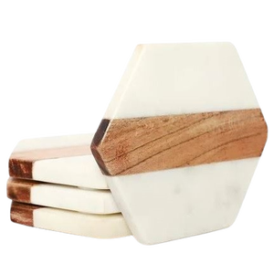 Sous-verres en forme de coeur sous-verres décoratifs de table en bois et en pierre les plus vendus quantité en vrac prix de gros ustensiles de cuisine dessous de verre à café - Product Image 5