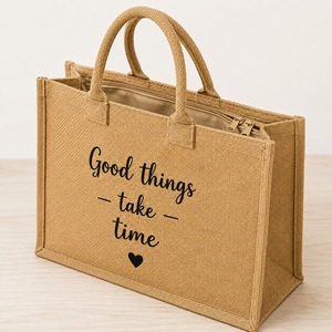 <b>Jute</b> Letter Pattern Tote <b>Bag</b> Woven Shopping <b>Bag</b> Reusable Carryall <b>Gift</b> Grocery <b>Bag</b> Rope Handle Zipper Closure Gujarat for Party - Product Image 5