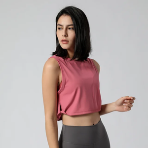 Nouveau style de débardeur de yoga court pour femmes avec tissu SMART FABRIC extensible dans quatre directions, crop top écologique, vêtements de sport - Product Image 4