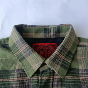 Nuevas Camisas de Manga Larga Estilo Urbano con Logotipo Personalizado Bordado, Camisa a Cuadros de Algodón con Dobladillo sin Rematar, MOQ Bajo, Camisa de Trabajo de Franela para Hombre - Product Image 3