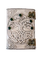 Carnet d'adresses vintage en cuir imprimé spirale, style Wiccan, avec papier festonné fait main, écologique, idéal pour les voyages et comme cadeau.
