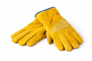 Gants de travail en cuir croûte jaune avec manchette longue pour travaux extérieurs intensifs et manipulation du bois - Product Image 2