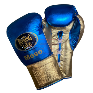 Guantes de Boxeo Personalizados Azul Dorado No Boxing No Life, de Alta Calidad, con Cierre de Gancho y Bucle, que Absorben la Humedad y son de Secado Rápido - Product Image 6