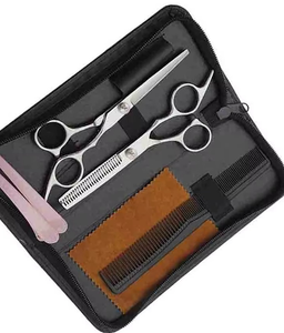 Hair Scissors Set Stainless Steel Thinning <b>Shears</b> Right Handed <b>Long</b> <b>Handle</b> Salon Hair Cutting Tools with Comb and Brush Case - Product Image 1