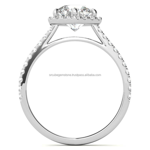 Bague de fiançailles de luxe personnalisée pour femme en argent sterling 925, diamant CVD de laboratoire taille brillant, certifié IGI, forme halo hexagonal - Product Image 4