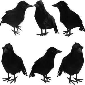 Cuervos Realistas con Plumas Negras para Decoración de Halloween, Adorno de Pájaros para Halloween - Product Image 2