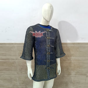 Camisa de Cota de Armadura Medieval con Ribete de Cuero, Anillos de Acero Plano Remachados, Hauberk de Caballero, Armadura Hecha a Mano para Recreación Histórica - Product Image 3