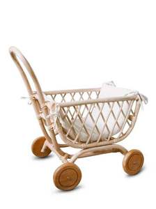 Customized Handmade Rattan Kid Toy Classic Wicker <b>Doll</b> Pram Model Push Toy Pretend <b>Play</b> For Toddler Birthday Gifts - Product Image 1