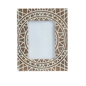 Rectangular Resin Photo <b>Frame</b> With Ornate Geometric Pattern Tabletop Vertical Orientation - Product Image 3