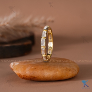 Horizontal Baguette Cut Lab Created Diamond <b>Stacking</b> <b>Ring</b> Yellow Gold Bar Set Wedding Anniversary Band Fine Jewelry - Product Image 2