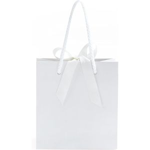 10 bolsas de regalo navideñas blancas con asas de lazo, bolsas de papel de 7,9x3,1x9,1 pulgadas para compras - Product Image 4