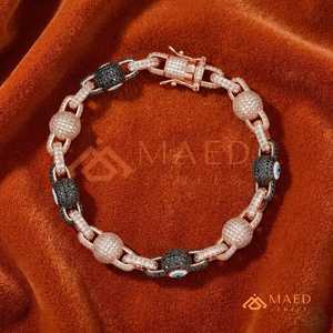 Pulsera de Moissanita en Oro Rosa, Estilo Hip Hop, Cadena Fina, Joyería, Regalo para Mujer y Hombre, Premium - Product Image 2
